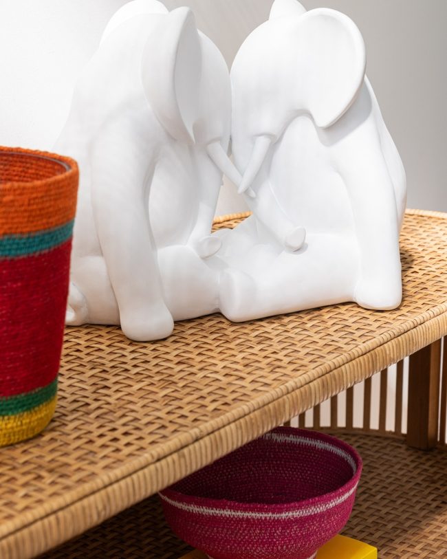 J-line Olifant Face To Face Polyresin Wit