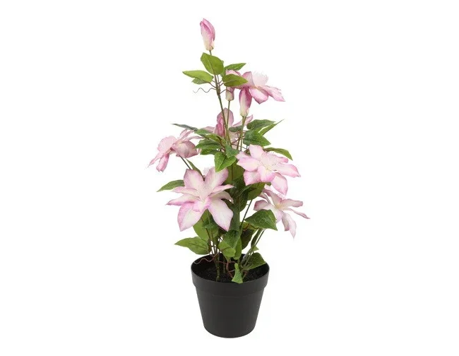 Kunstplant in pot CLEMATIS - COUNTRYFIELD - ROZE - H 45 Ø 12 CM