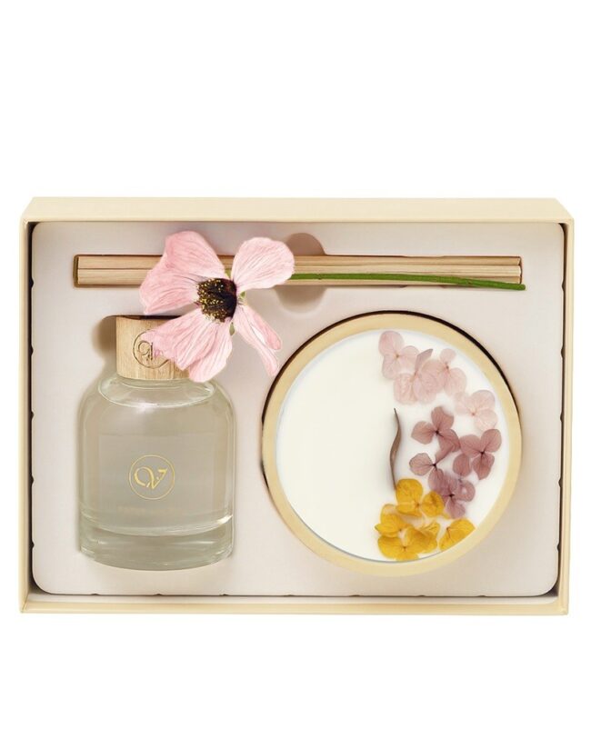 Cadeaubox "Passion Paradis" – L’envie de valentine – geurstokjes 150 ml + geurkaars 250 gr