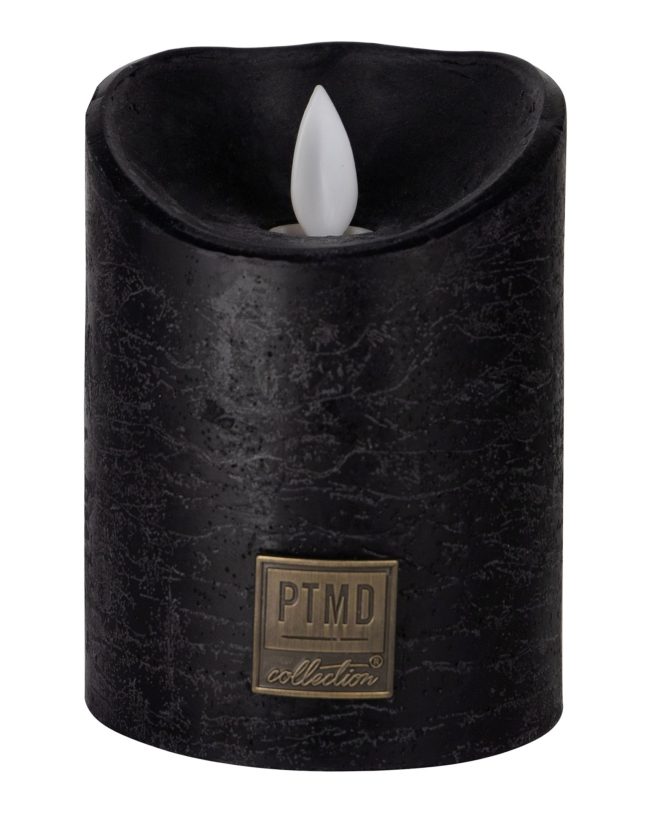 PTMD LED kaars Met Beweegbare Vlam Rustiek Zwart S - H 7.5 x D 10 cm