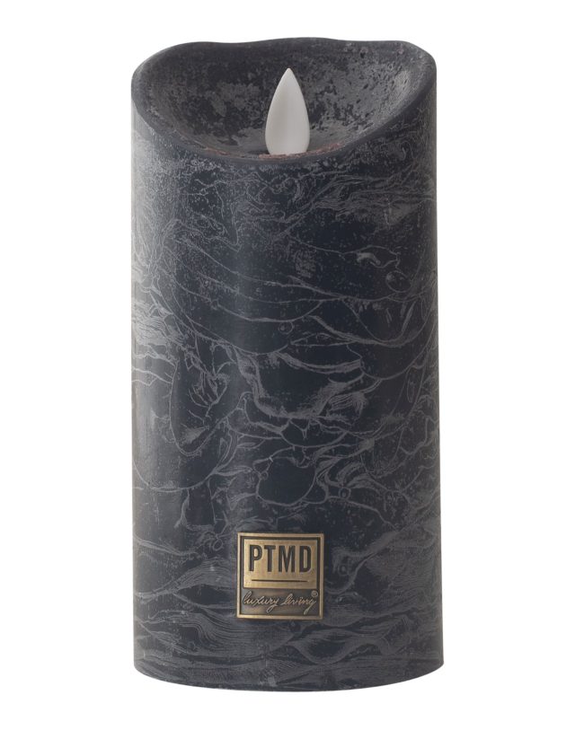 PTMD LED kaars Met Beweegbare Vlam rustiek zwart M - H 15 x D 7.5 cm