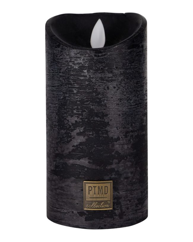 PTMD LED kaars Met Beweegbare Vlam rustiek zwart L - H 15 x D 10 cm
