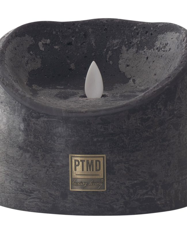 PTMD LED kaars Met Beweegbare Vlam rustiek zwart XL - H 12,5 x D 10 cm