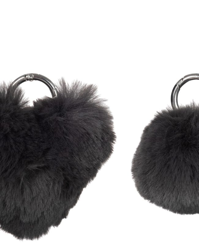 J-line - Sleutelhanger Bol/Hart - Acryl - Grijs - Set Van 2 - 10x10x4 cm