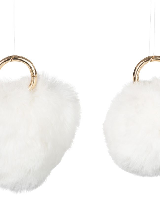 J-line - Sleutelhanger Bol/Hart - Acryl - Ivoor set van2 - 11x11x5 cm