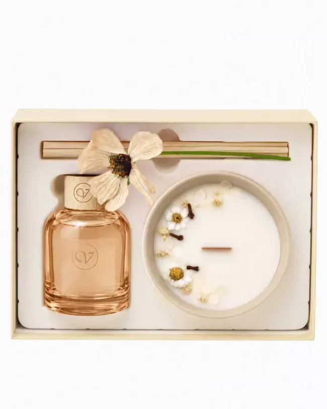 Cadeaubox "Azure Allure" - L'envie de valentine - geurstokjes 150 ml + geurkaars 250 gr