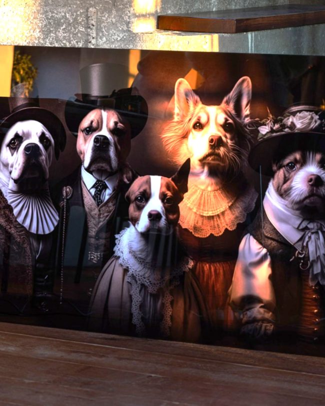 J-Line Wanddecoratie Oude Honden – Glas Meerkleurig – 120 x 80 cm (ENKEL AFHALEN)