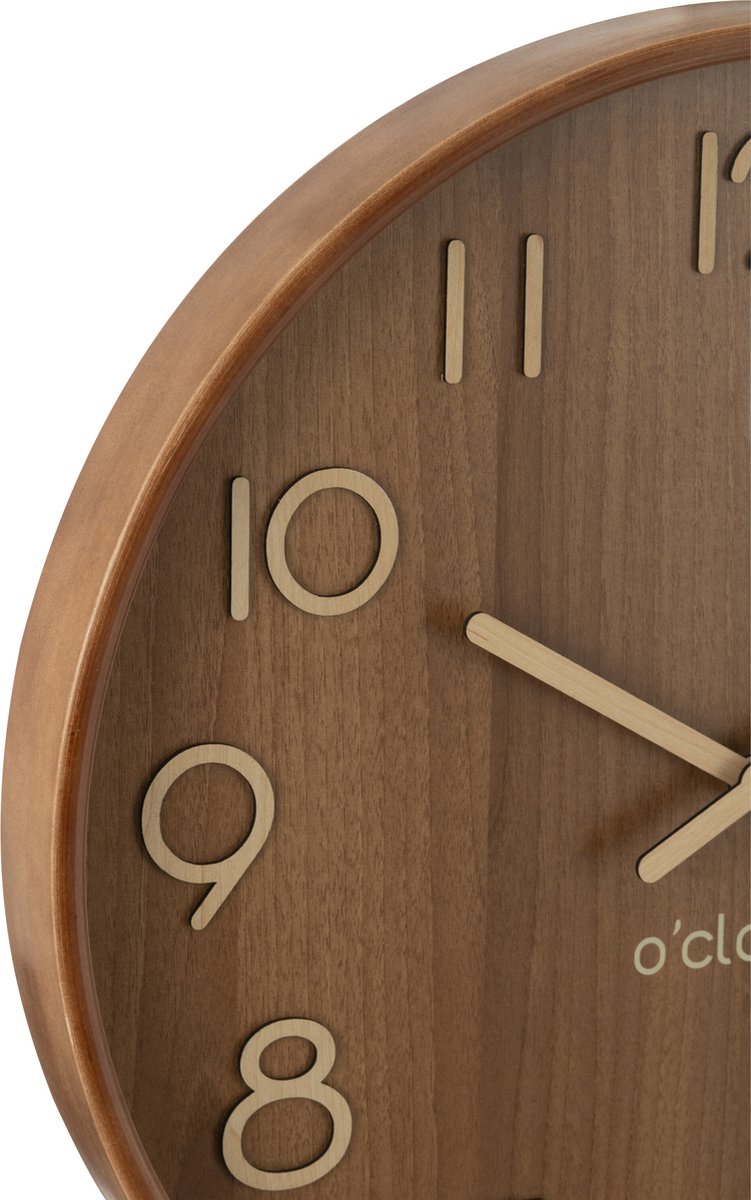 J-line Wandklok Multiplex/Mdf Naturel Donker Groot Ø 53 cm - Afbeelding 3