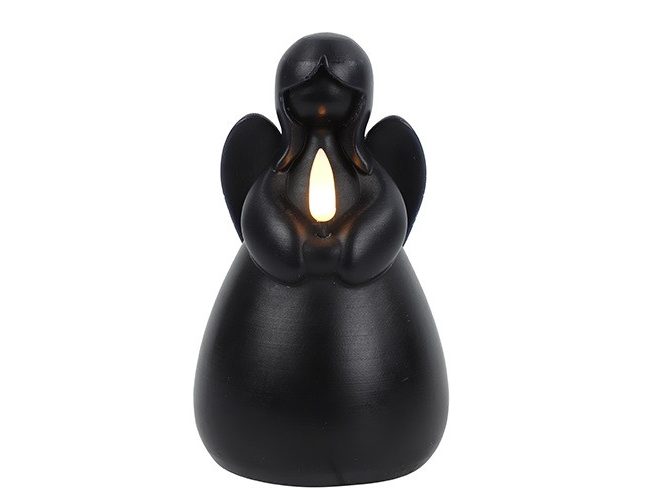 Countryfield LED Engel Kaars Lyon – Zwart - groot – 14,5 cm