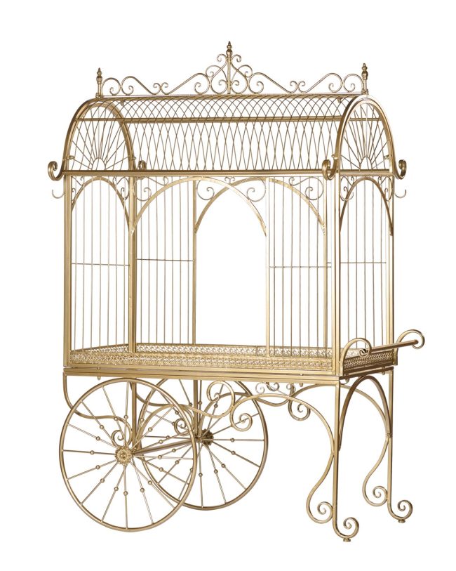 GOODWILL koepel bloemenwagen display - metaal - goud - H 208 cm - ENKEL AFHALEN/geen verzending