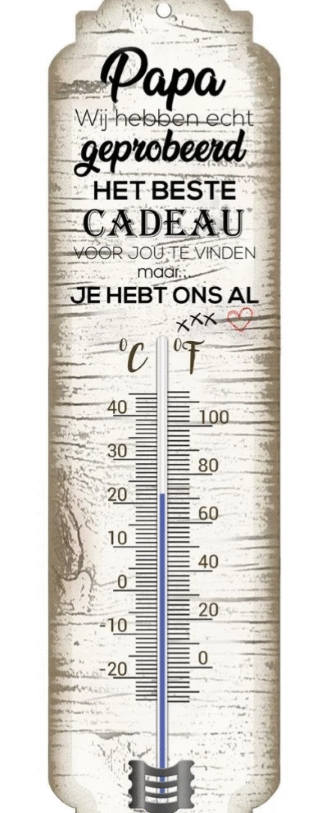 thermometer met tekst – papa....❤️ - hout - 9,5 x 35 cm