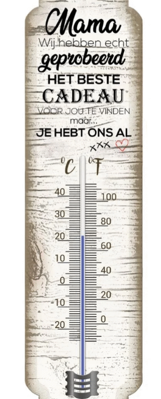 thermometer met tekst – Mama....❤️ - hout - 9,5 x 35 cm