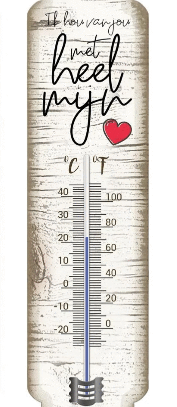 thermometer met tekst – Ik hou van jou met heel mijn❤️ - hout - 9,5 x 35 cm