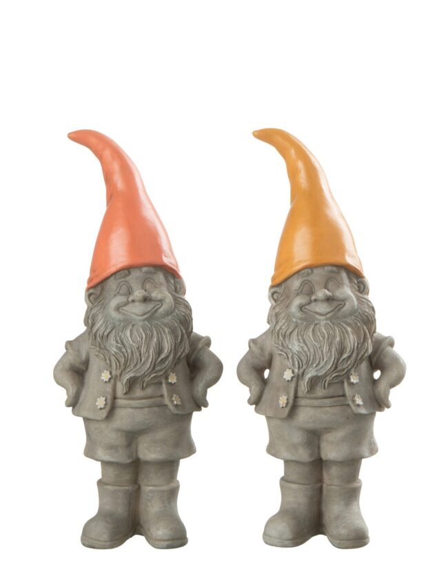 J-Line - Kabouter Punthoed  - kunsthars – klein - 22cm - Assortiment van 2 Prijs per stuk