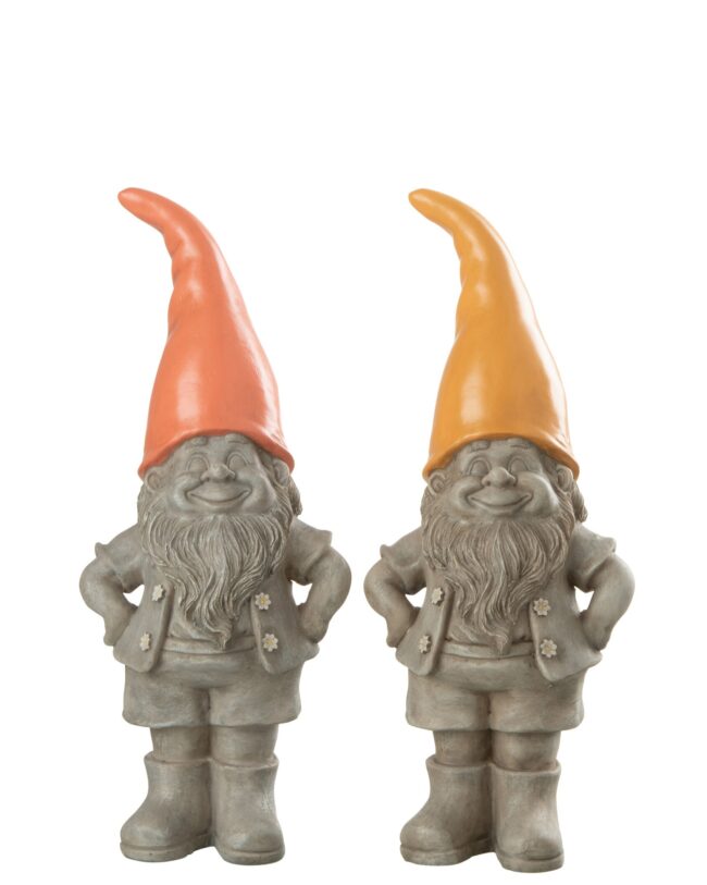 J-Line - Kabouter Punthoed  - kunsthars – groot - 33,5cm - Assortiment van 2 Prijs per stuk