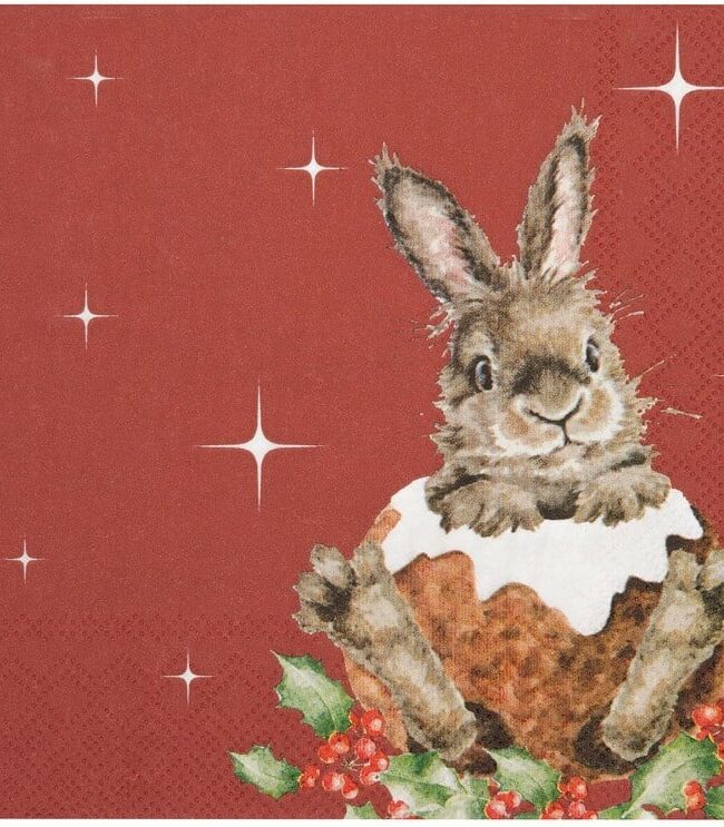 Wrendale designs by Hannah dale  - papieren servetten – Merry Little Christmas Rabbit