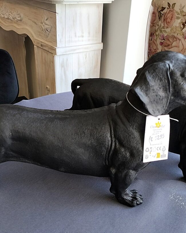 Clayre & Eef - decoratief beeld hond - kunststof - zwart -37x11x23 cm