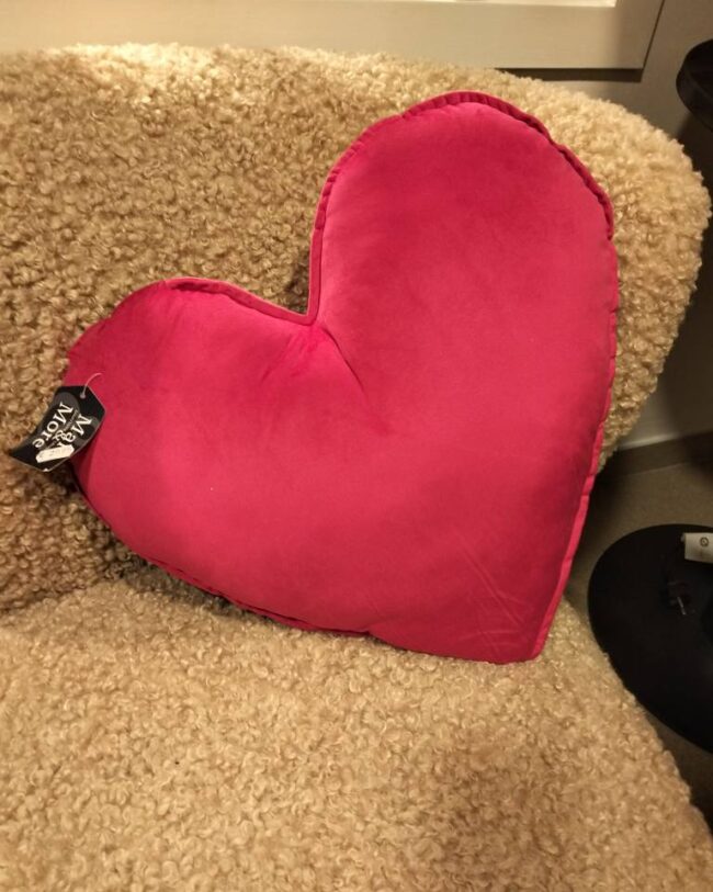 mars & more - Hart Kussen - Fluweel - fuchsia - 45cm