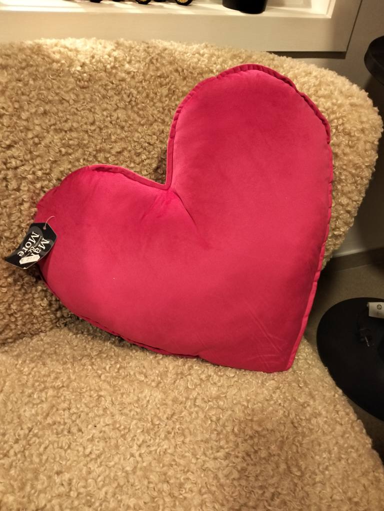 mars & more - Hart Kussen - Fluweel - fuchsia - 45cm