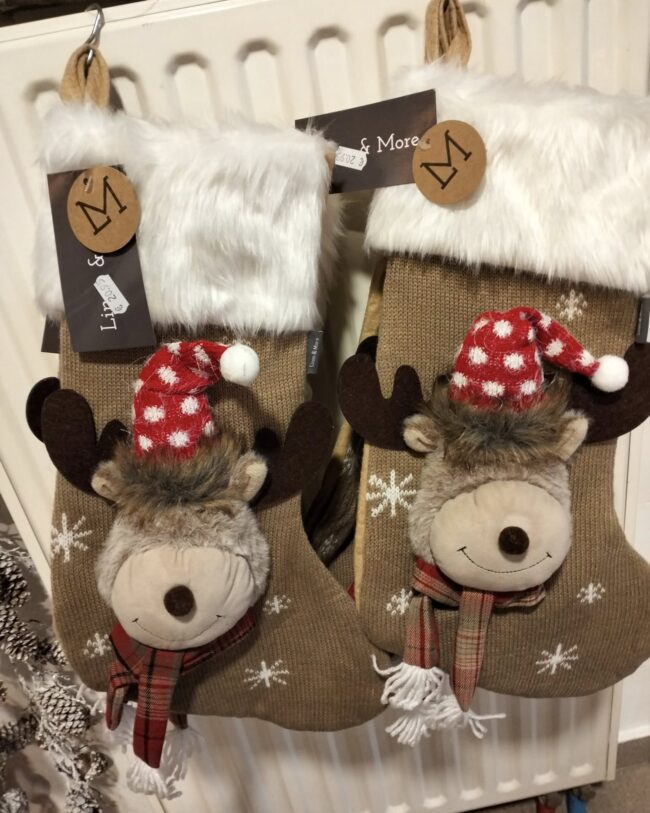 mars & more – kerstlaars rudolf – beige - polyester – 25 × 46 cm