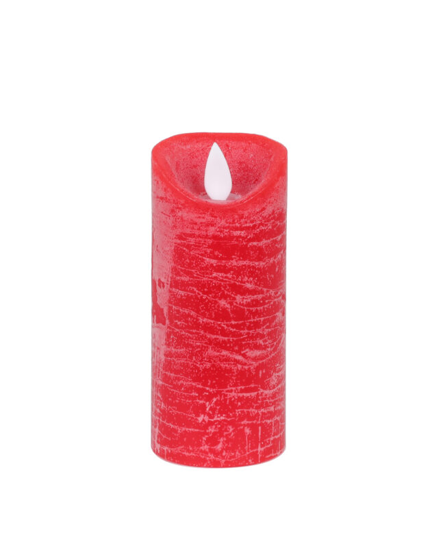 PTMD LED kaars Met Beweegbare Vlam rustiek rood XS – H 12.5 x D 5.5 cm