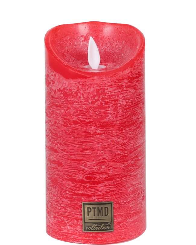 PTMD LED kaars Met Beweegbare Vlam rustiek rood M – H 15 x D 7.5 cm