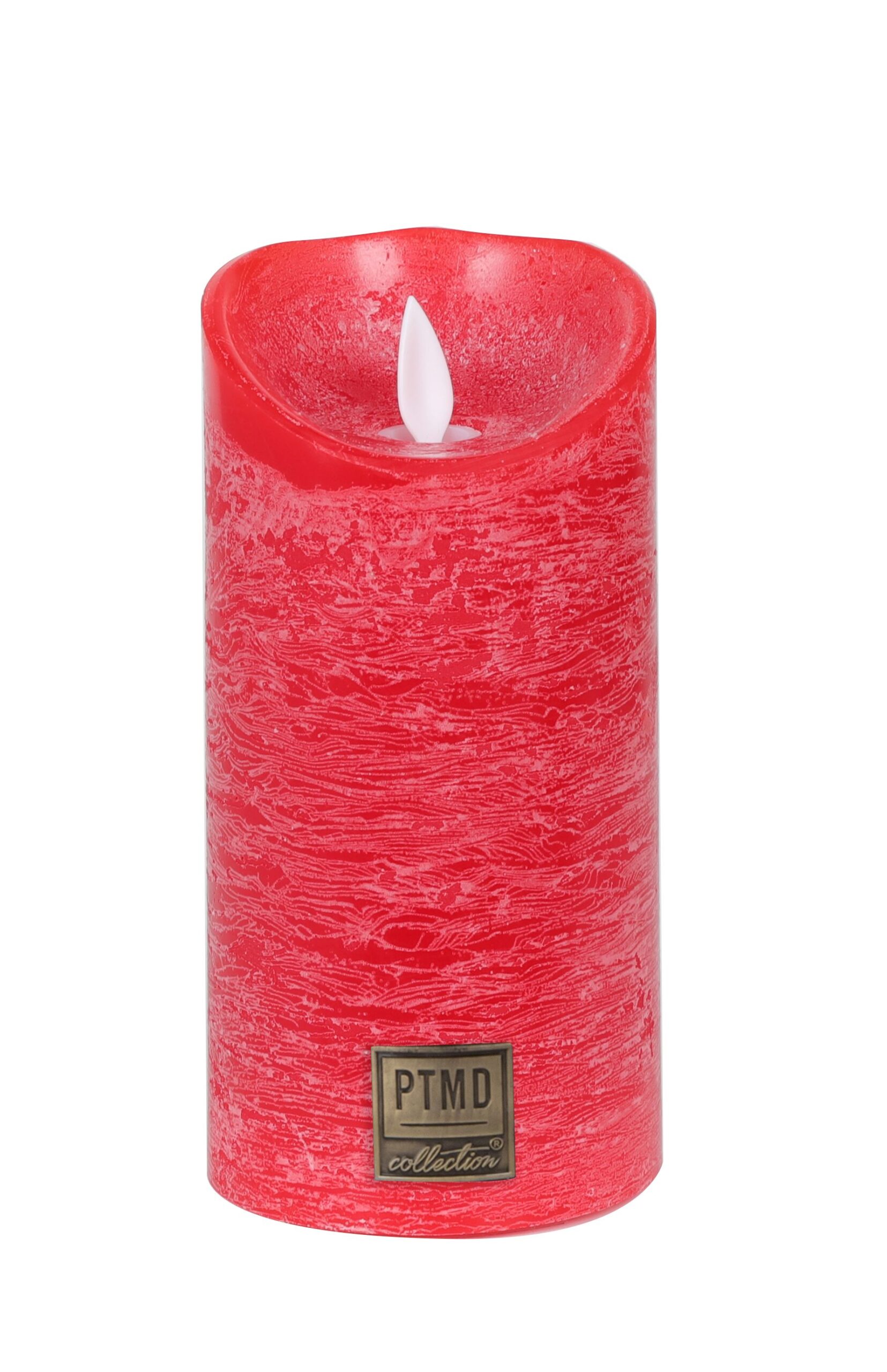 PTMD LED kaars Met Beweegbare Vlam rustiek rood M – H 15 x D 7.5 cm