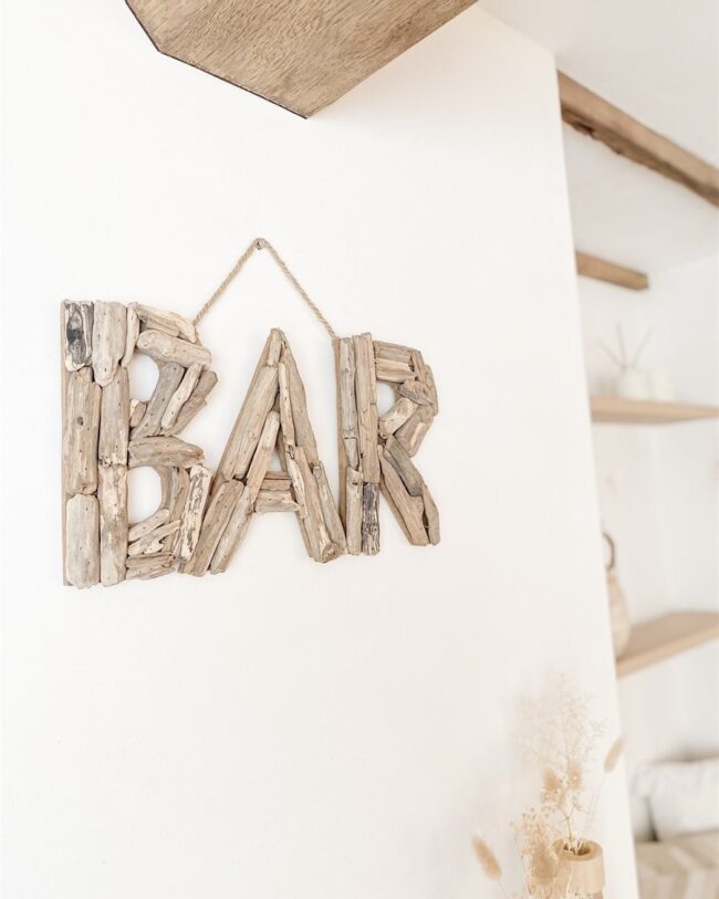 Muurpaneel BAR – Drijfhout – naturel - 46 × 26 × 3 cm