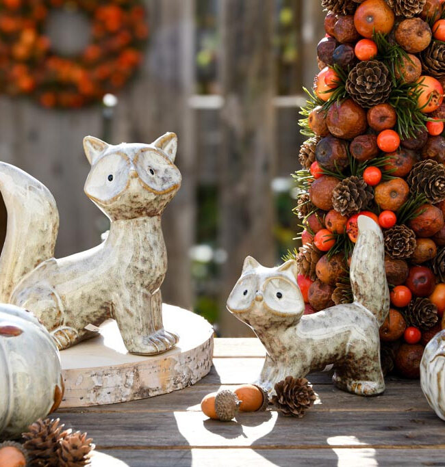 Vosje zittend  – keramiek - beige - 13x7x14 cm