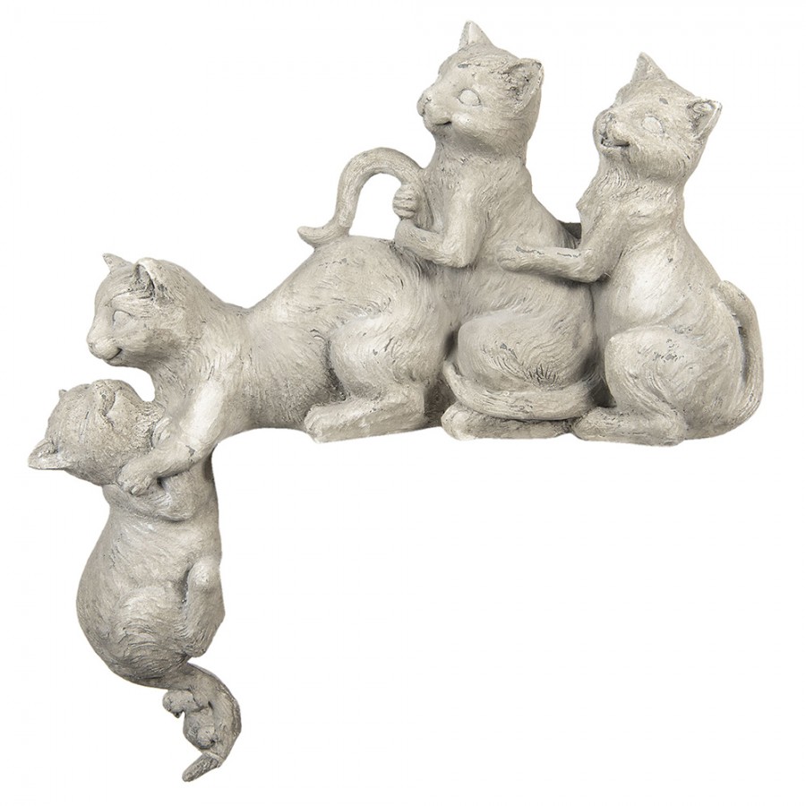 Clayre & Eef - ornament katten – kunststof - grijs - 47x13x51 cm - Afbeelding 2