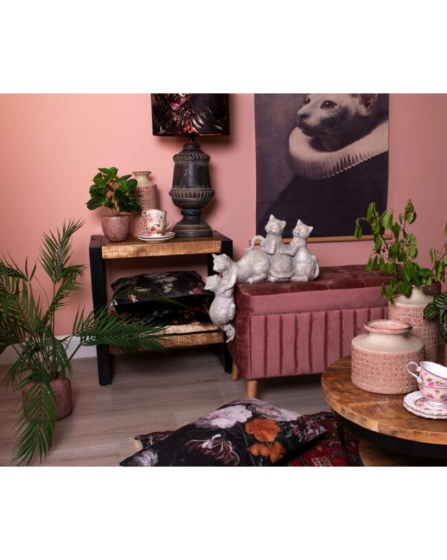 Clayre & Eef - ornament katten – kunststof - grijs - 47x13x51 cm