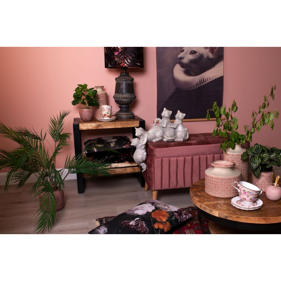 Clayre & Eef - ornament katten – kunststof - grijs - 47x13x51 cm