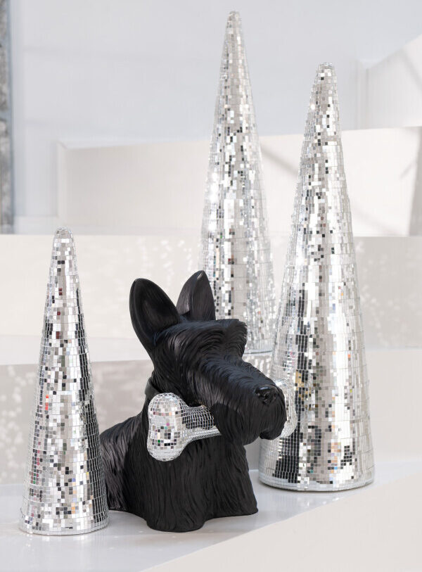 J-Line - Schotse Terrier - Zittend met Glitterbot - zwrt/glitter - kunsthars - 34cm