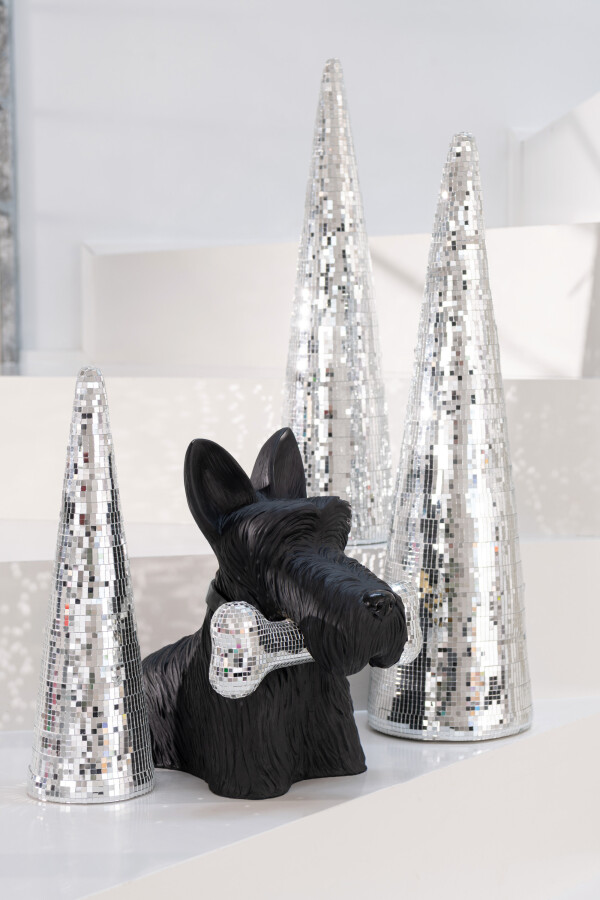J-Line - Schotse Terrier - Zittend met Glitterbot - zwrt/glitter - kunsthars - 34cm