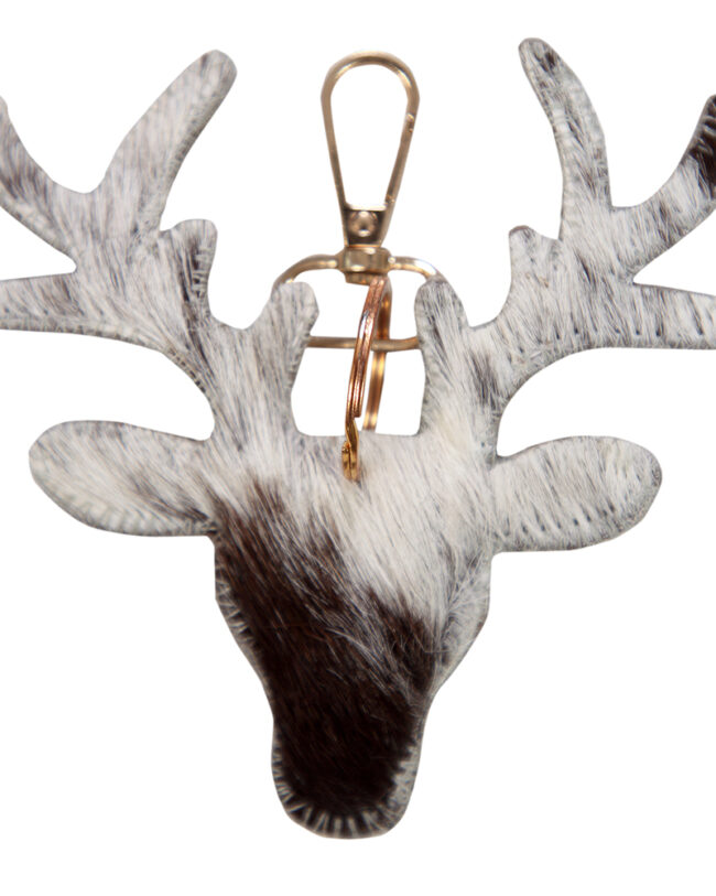 MARS & More - Sleutelhanger - Koehuid hert - zwart/wit - 11 cm