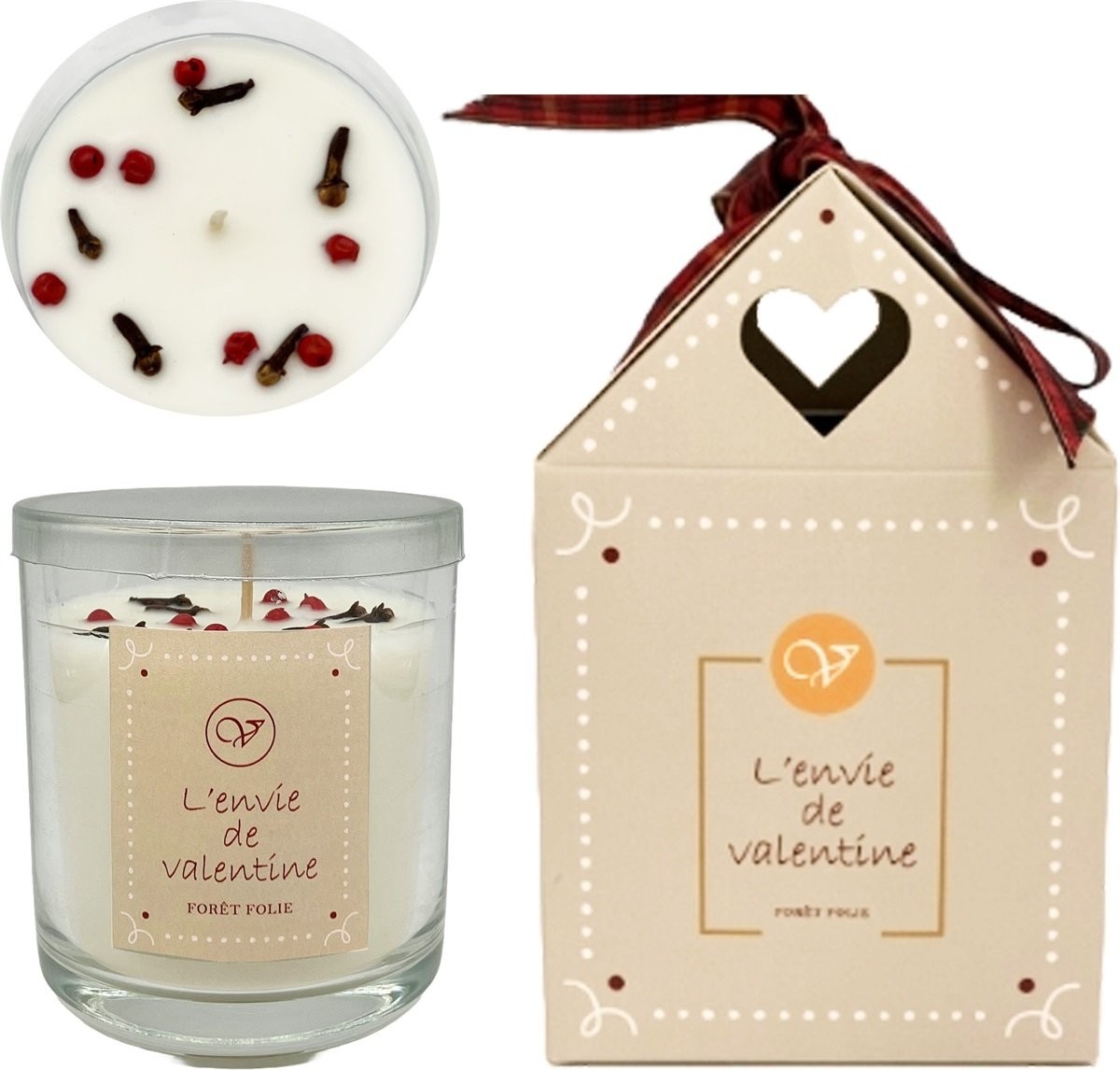 L'envie de valentine - Geurkaars in Glas – Forêt Folie - Kerstverpakking – 180g/35hr brandduur - Afbeelding 3