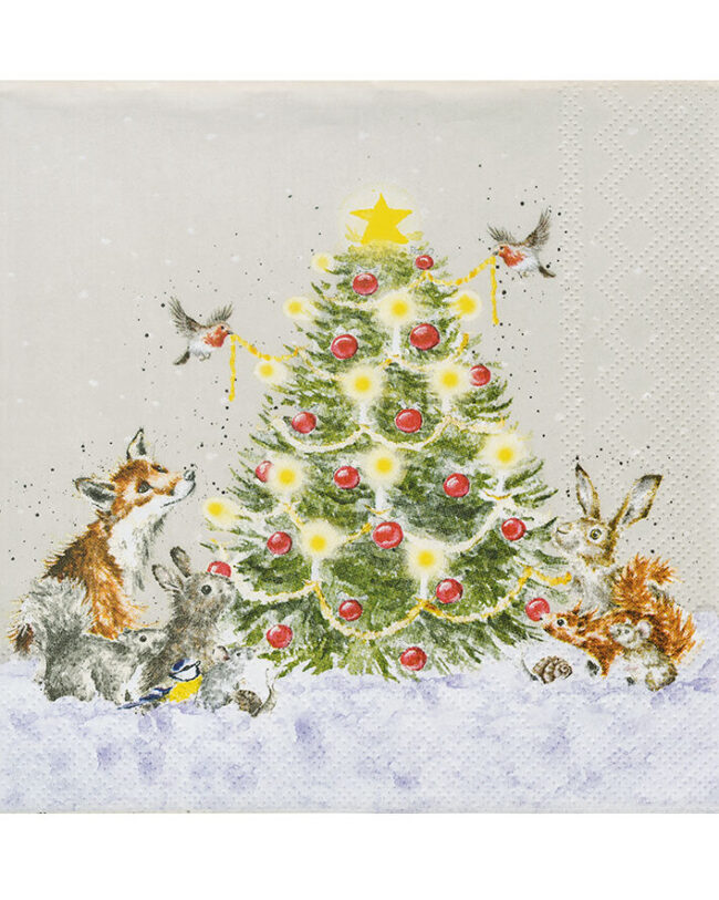 Wrendale designs by Hannah dale  - papieren servetten – Oh Christmas Tree