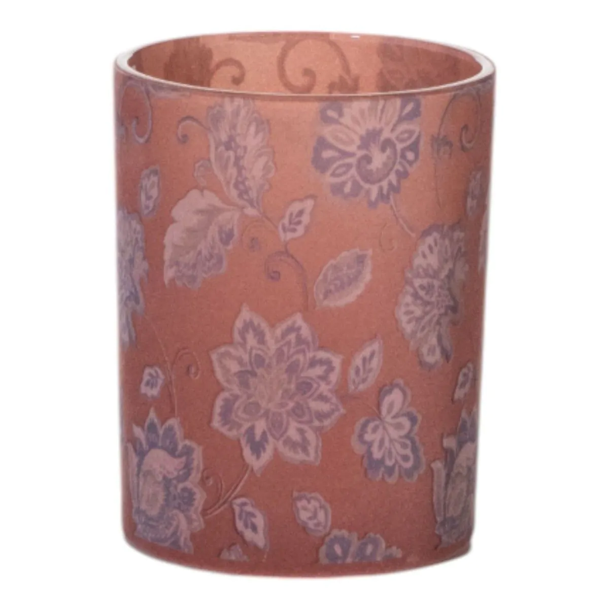 MARS & More - Theelichthouder – Fluwelen bloemen - glas - roze - groot - Ø12 - h 18 cm