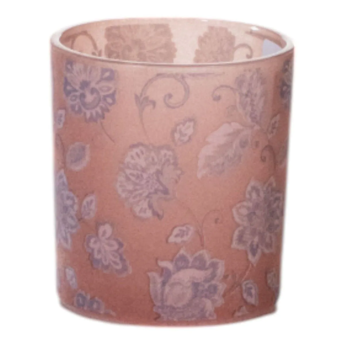 MARS & More - Theelichthouder – Fluwelen bloemen - glas - roze - klein - Ø7,5 - h 8 cm