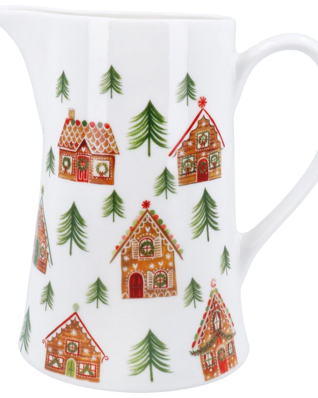 gisela graham - Kan met afbeeldingen van Gingerbread huis - porselein - h 14 cm