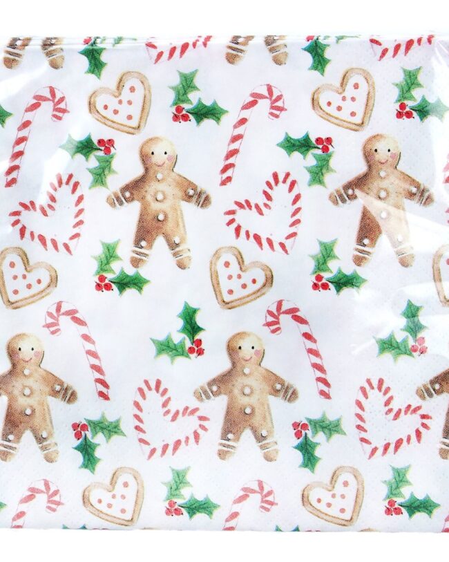 Gisela Graham - Kerstservetten Gingerbread man- papier - 20 stuks - 16 x 16 cm