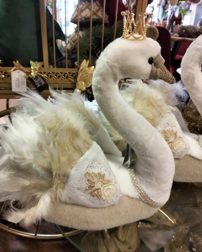 Gisela Graham - Kerstdecoratie Zwaan - Crème/Goud - H 37 cm