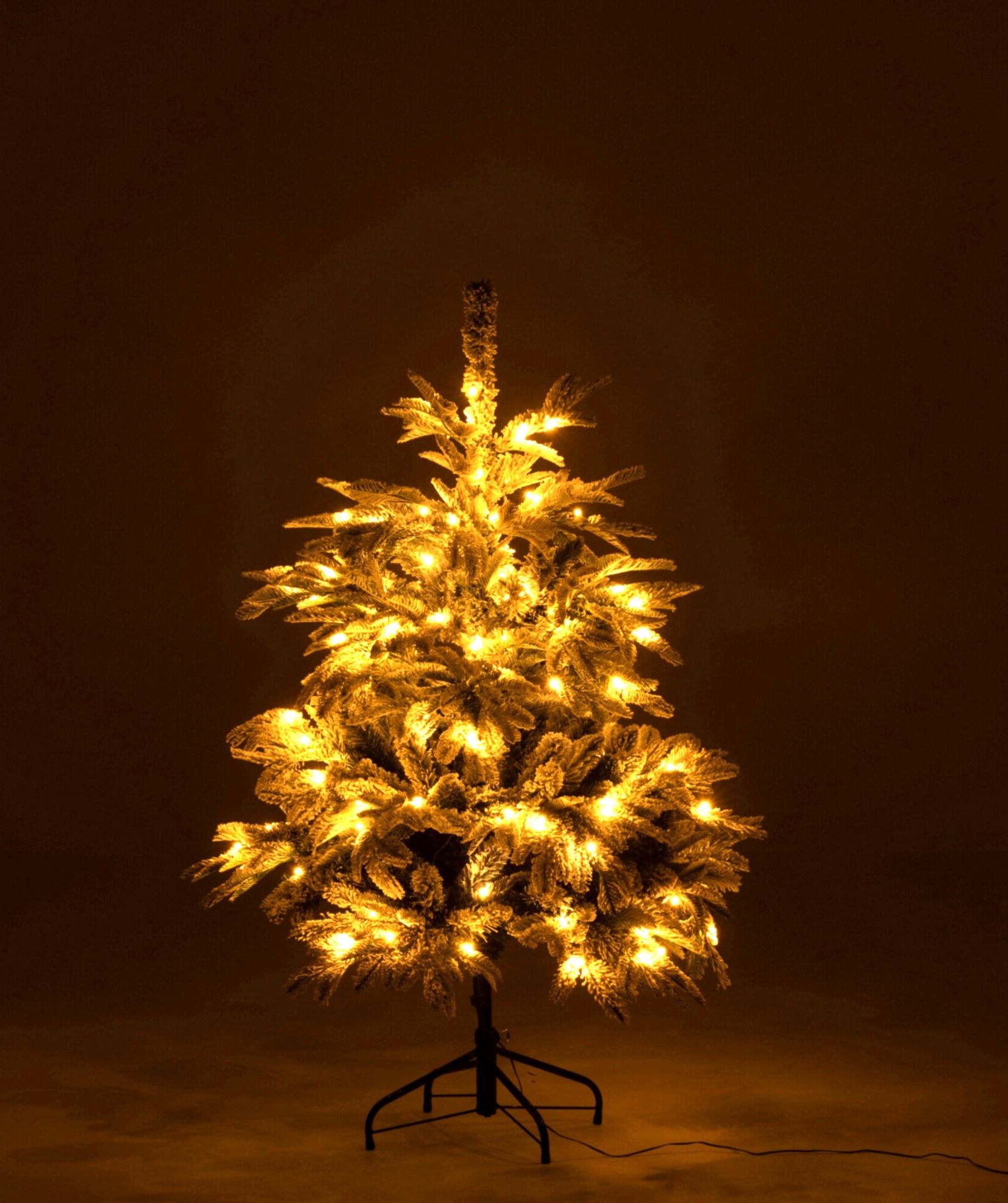 J-Line - Kunstkerstboom Besneeuwd met 120 LED - kunststof - groen/wit besneeuwd - 120 cm (geen verzending/enkel afhalen)