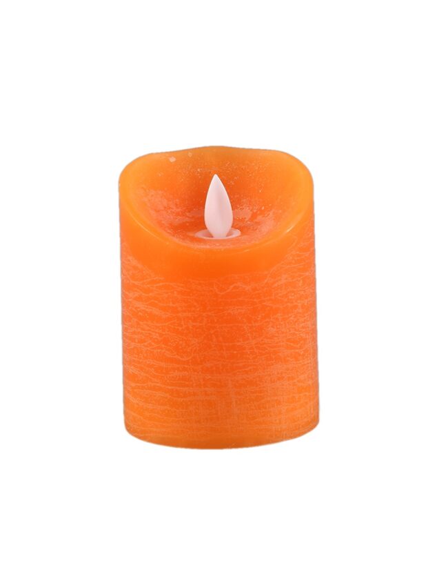 PTMD LED kaars Met Beweegbare Vlam rustiek oranje S – H 7.5 x D 10 cm