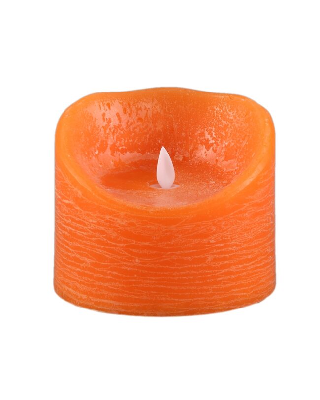 PTMD LED kaars Met Beweegbare Vlam rustiek oranje XL – H 12,5 x D 10 cm