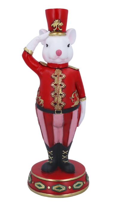 Gisela Graham - Kerstdecoratie Soldatenmuis – kunsthars - rood - h 28 cm