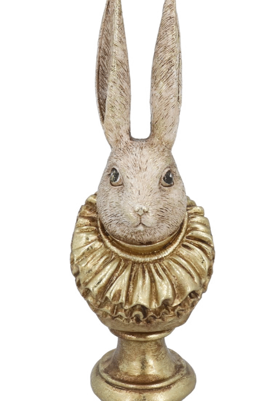 Gisela Graham - Kerstdecoratie Konijn Buste met Gouden Kraag - kunsthars - h 20 cm