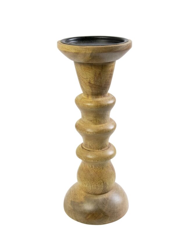 Mars & More – Houten kandelaar – Bruin – Mangohout – H 25 cm