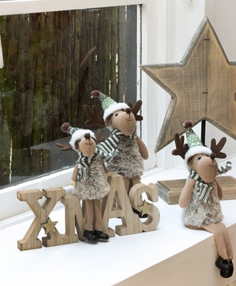 Countryfield - Houten Xmas Display met Hert - Multicolor - L 24 x B 5 x H 21 CM