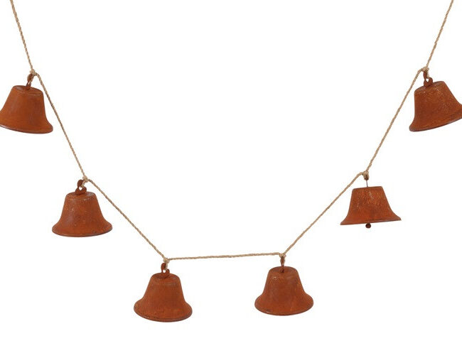 countryfield - Guirlande van 6 metalen bellen – roest – L7,5 × B2 × H2 cm